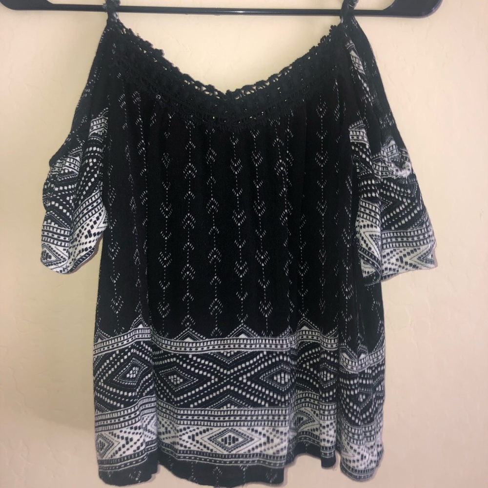 F21 Tribal print Cold- Shoulder Top